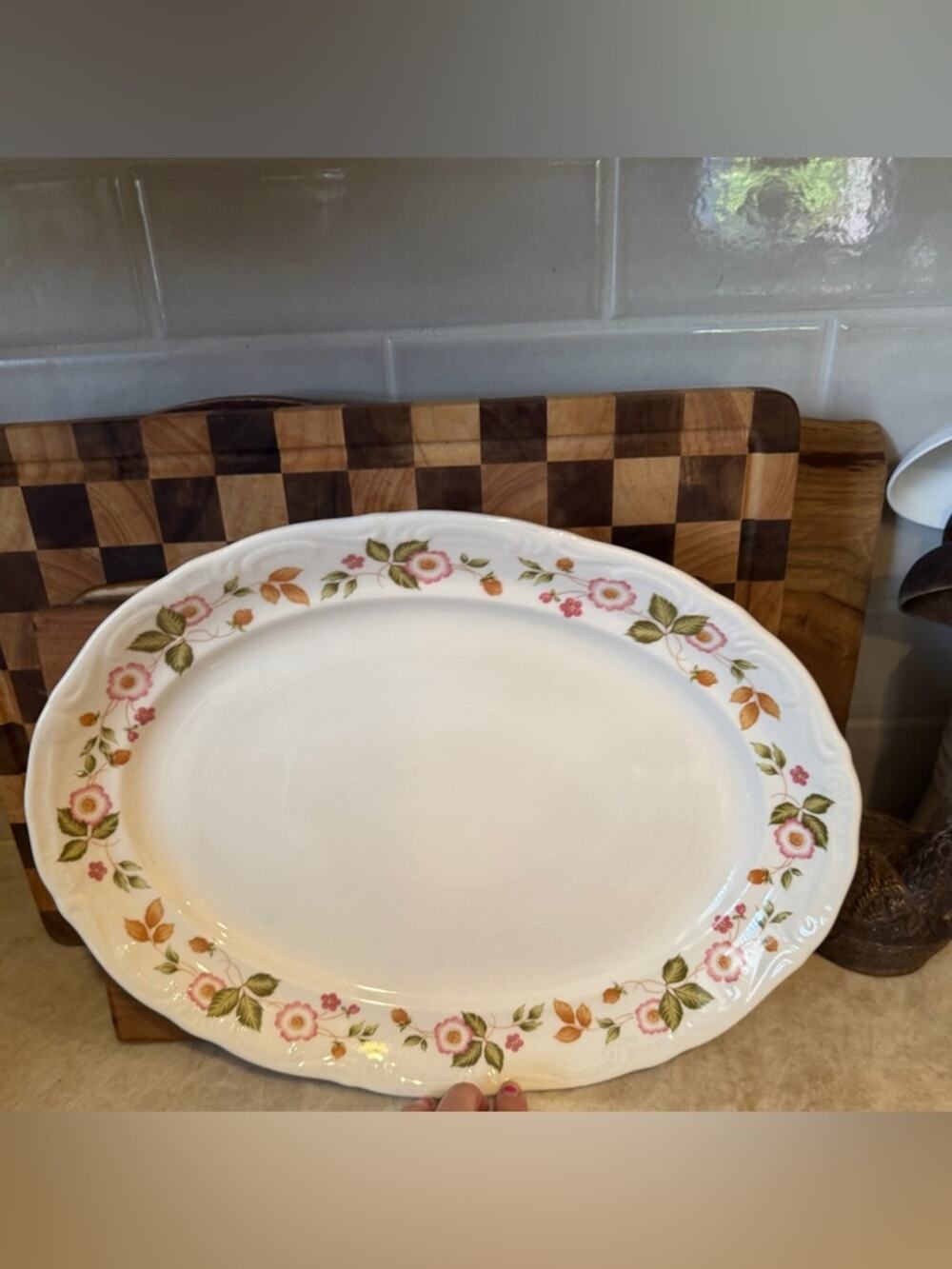 Vintage  Pontesa Spain Ironstone floral platter 14"